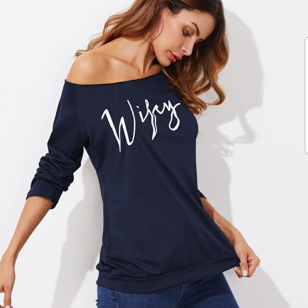 2 for $30--Wifey Raw Cut Bardot Tee - Picture 2 of 8